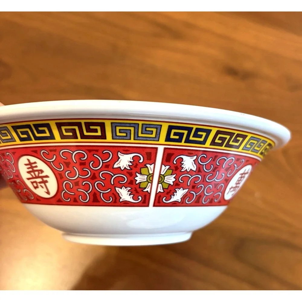 Tar-Hong Melamine Ramen Bowls 7in Red White Chinese Style Set of 5 5107